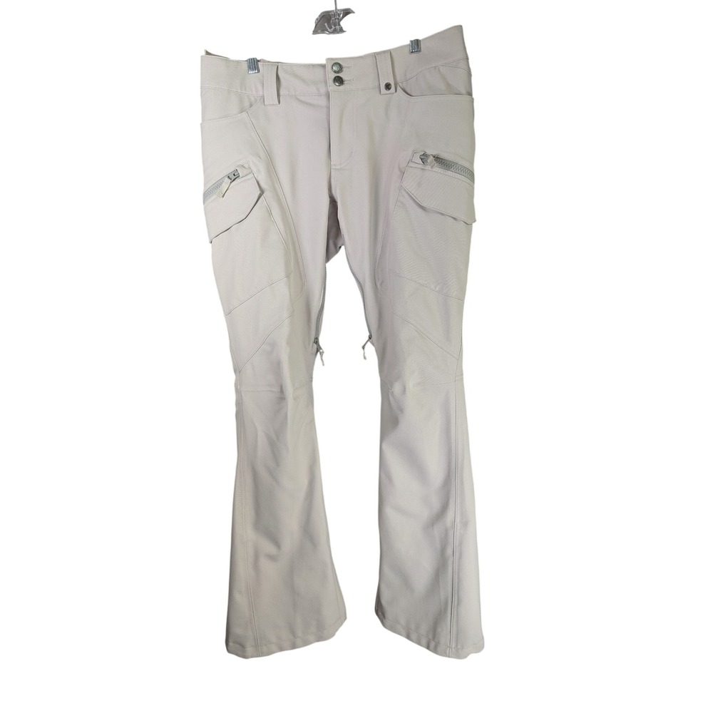 Burton Dryride Snow Pants Womens L Beige Cargo Ski Snowboard Trousers - Picture 1 of 10